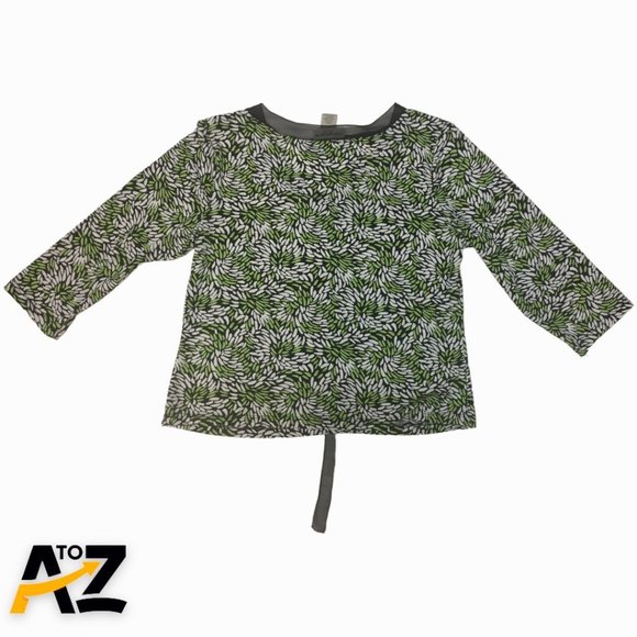 Vintage Notations Womens Blouse Size PL Green 3/4 Sleeves Pullover V Neck Stretc - Picture 2 of 9